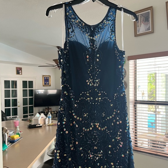 Beaded blue formal dress - Picture 6 of 7